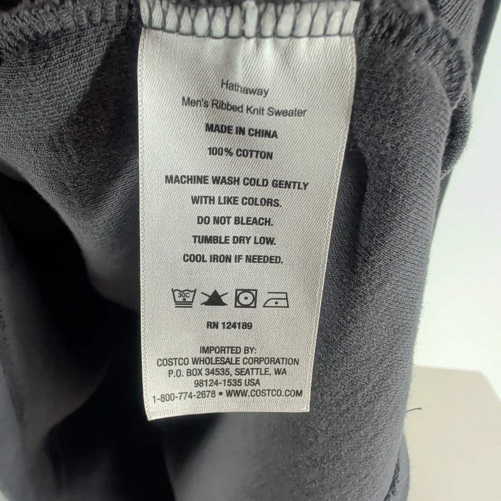 Hathaway Ribbed Knit Stand Collar‎ Classic Pullover Sweater Dark Gray Size XL